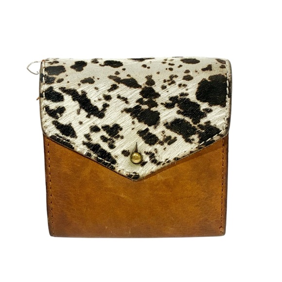 Madewell Brown Leather Animal Print Fur Multi Card Slot Wallet - Picture 1 of 5